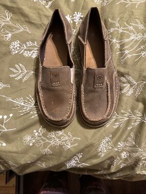 Ariat Brown Leather Slip-On Moccasin Loafers
